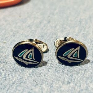 Authentic Salvatore Ferragamo Logo Cufflinks - Nautical Sailboat